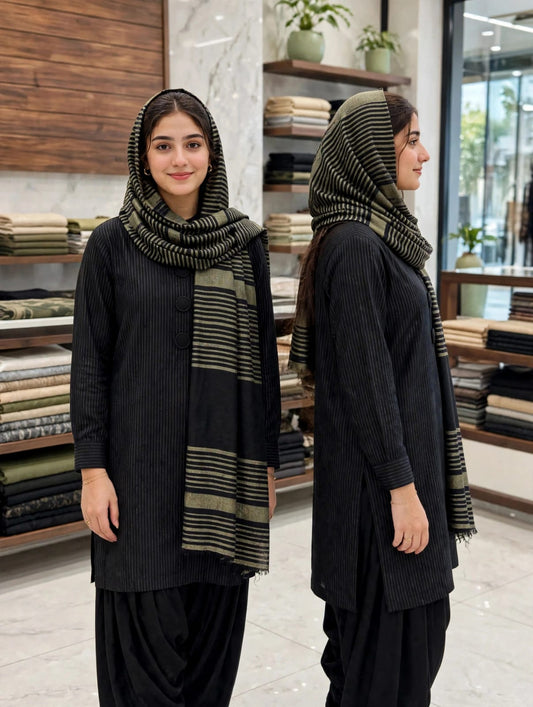 3PC Dress Multani Khaadi Sussi - BLACK PREMIUM