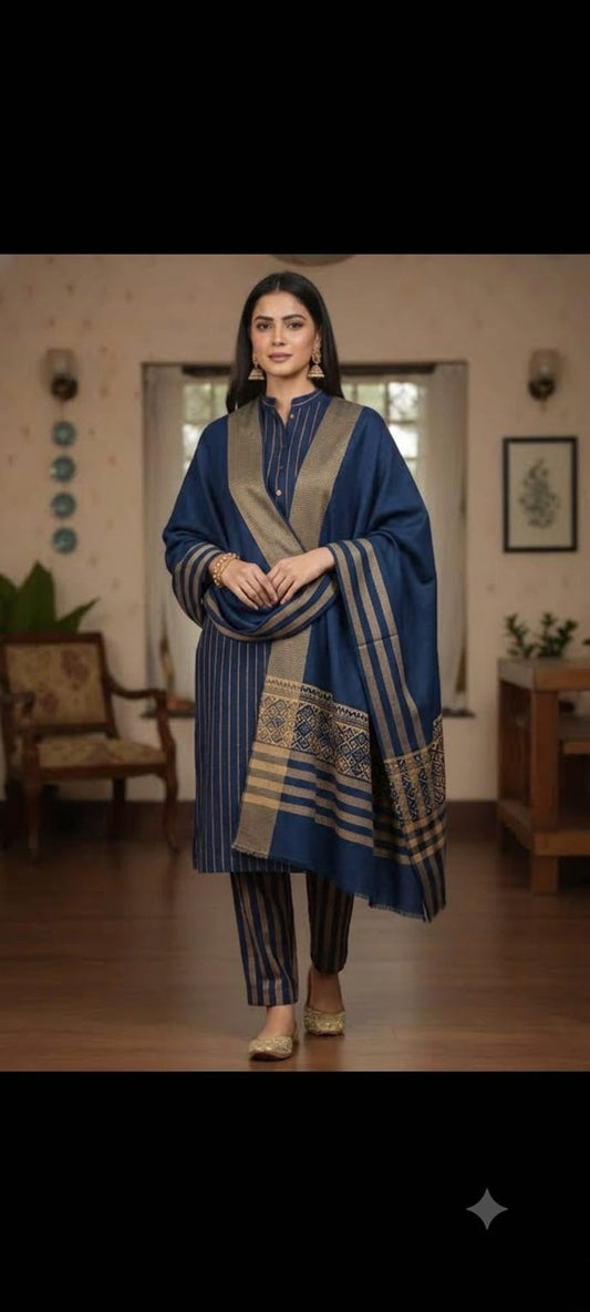 3PC Dress Multani Khaadi Sussi -NAVY