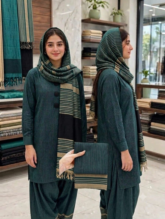 3PC Dress Multani Khaadi Sussi - FOREST