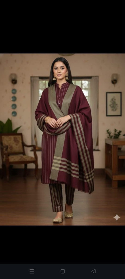 3PC Dress Multani Khaadi Sussi - MAROON