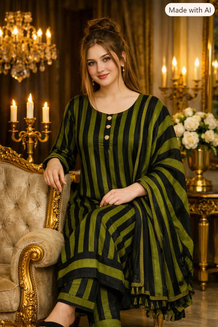 3PC Dress Multani Khaadi Sussi - GREEN LINING